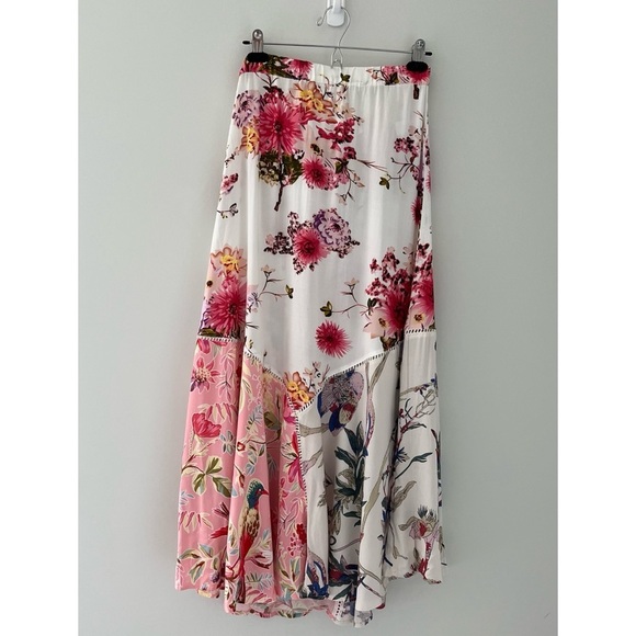 NWT Chelsea & Theodore Floral Bird Print Patchwork Maxi Skirt M - Picture 2 of 10